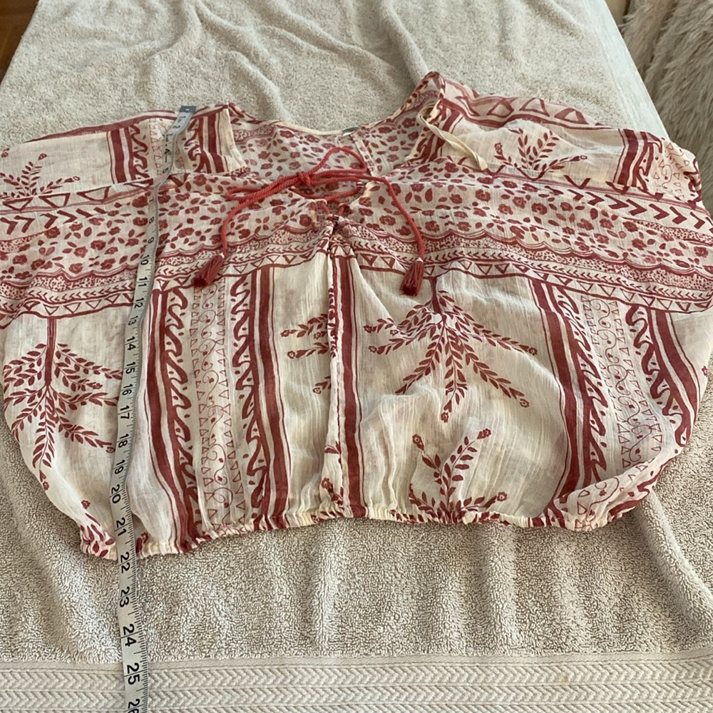 Free People Yo Yo Geo Peasant sheer blouse. So pretty, feminine and fun. - Picture 13 of 13